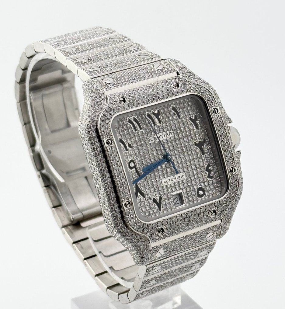 Cartier - Santos  Diamonds 'Iced Out' Arab Dial Custom - 4072 - Herre - 2025 #1.0