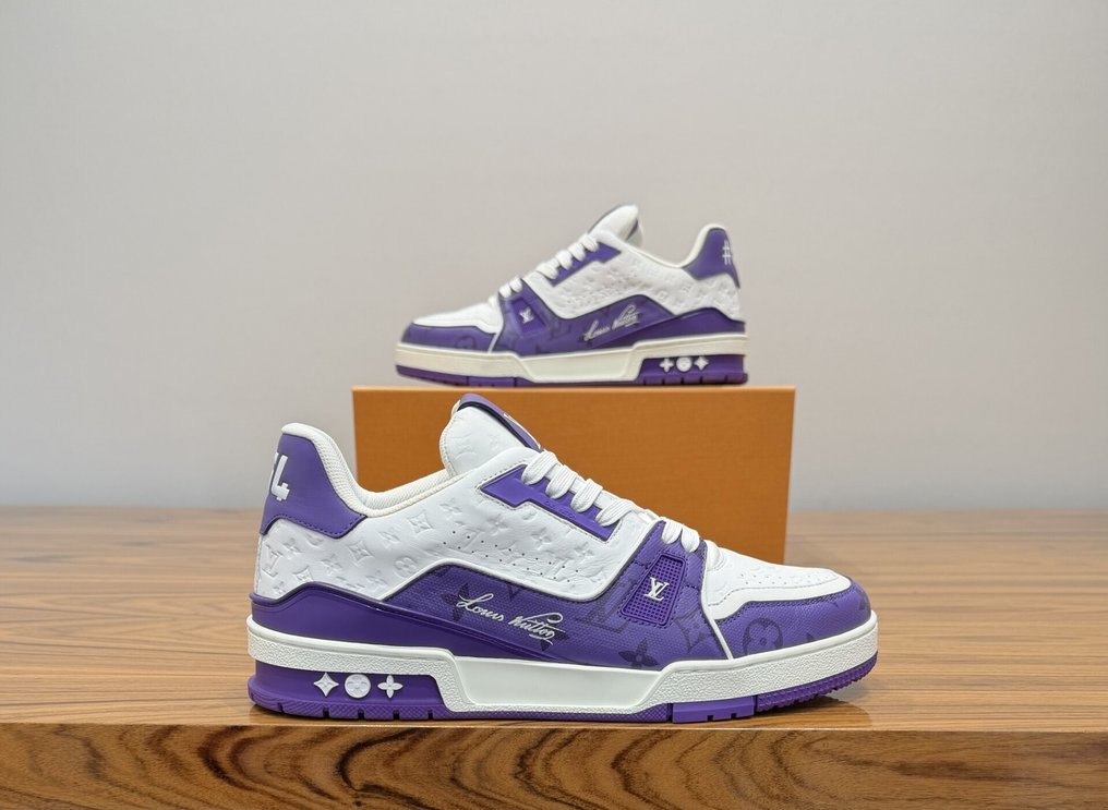 Louis Vuitton - LV Trainer White / Purple Monogram - 運動鞋 - 尺寸: EU 42.5 #1.0
