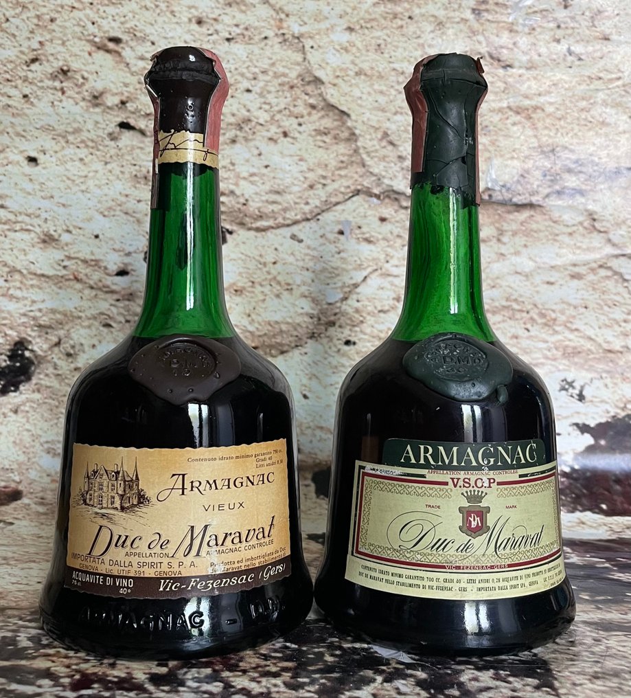 Duc de Maravat - Vieux 10 D.M + VSOP 30 D.M Armagnac - b. 1970‹erne - 70 cl, 75 cl - 2 flasker #1.0