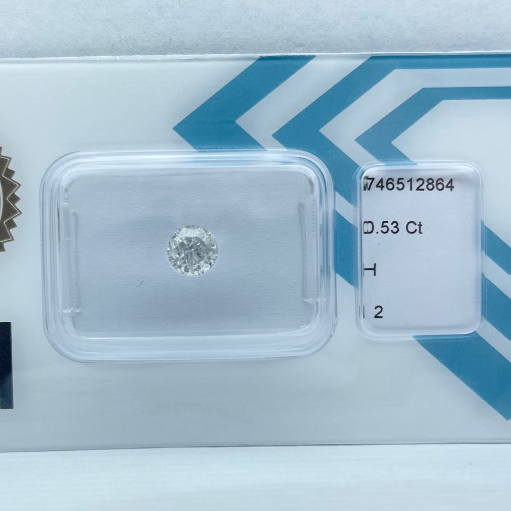 χωρίς τιμή ασφαλείας - 1 pcs Διαμάντι (Φυσικό) - 0.53 ct - Στρογγυλό - H - I2 - International Gemological Institute (IGI) #1.0