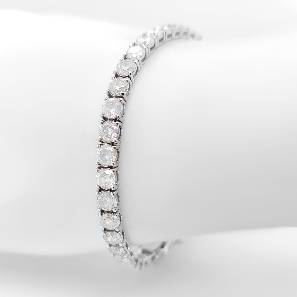 χωρίς τιμή ασφαλείας - Βραχιόλι - 14 καράτια Λευκός χρυσός -  9.68ct. tw. Διαμάντι (Φυσικό) #4.3