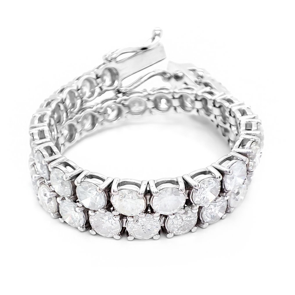 χωρίς τιμή ασφαλείας - Βραχιόλι - 14 καράτια Λευκός χρυσός -  9.68ct. tw. Διαμάντι (Φυσικό) #2.1