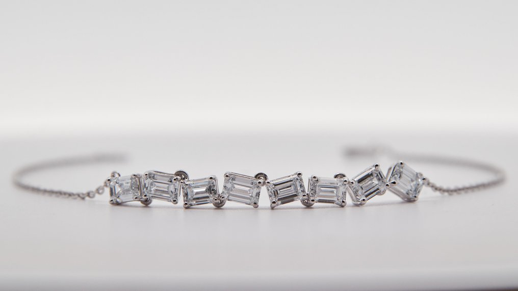 没有保留价 - 手镯 - 14K包金 白金 - 2.14ct. tw. 钻石 (实验室培育) #1.0