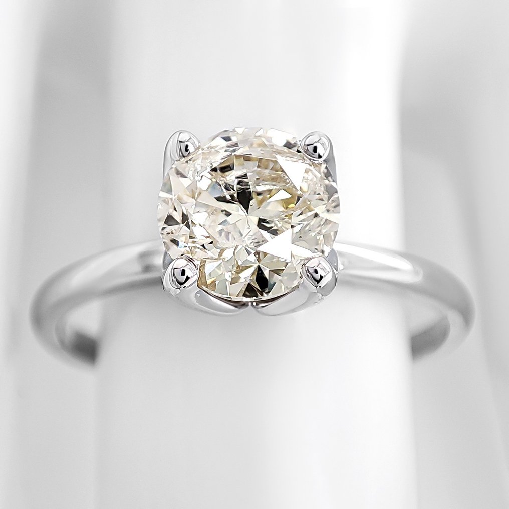 χωρίς τιμή ασφαλείας - Δαχτυλίδι - 14 καράτια Λευκός χρυσός -  1.27ct. tw. Διαμάντι (Φυσικού χρώματος) - Πιστοποιητικό IGI #1.0