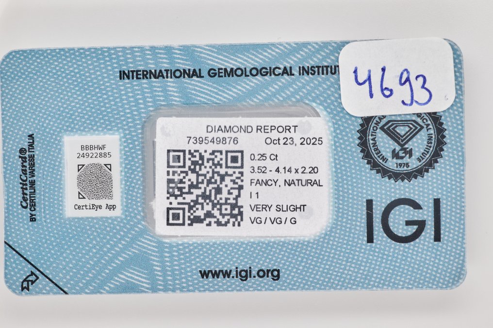 No reserve price - 1 pcs Diamond  (Natural)  - 0.25 ct - Pear - I1 - International Gemological Institute (IGI) #3.2