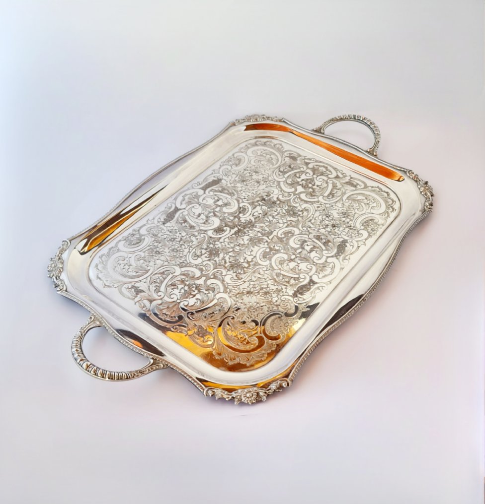 Serving tray - Beautiful 56 Cm Viners Of Sheffield Silver-Plated Serving Tray - Silverplated #1.0