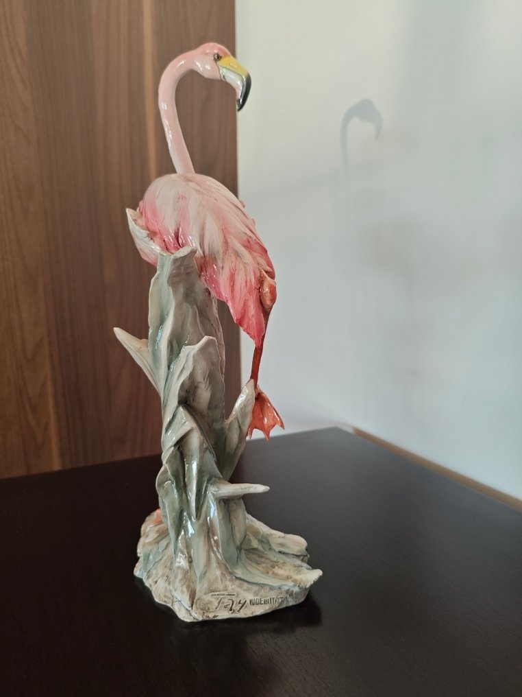 Giuseppe Tagliariol - Αγαλματίδιο, Flamant rose - 35 cm - Κεραμικό #2.1