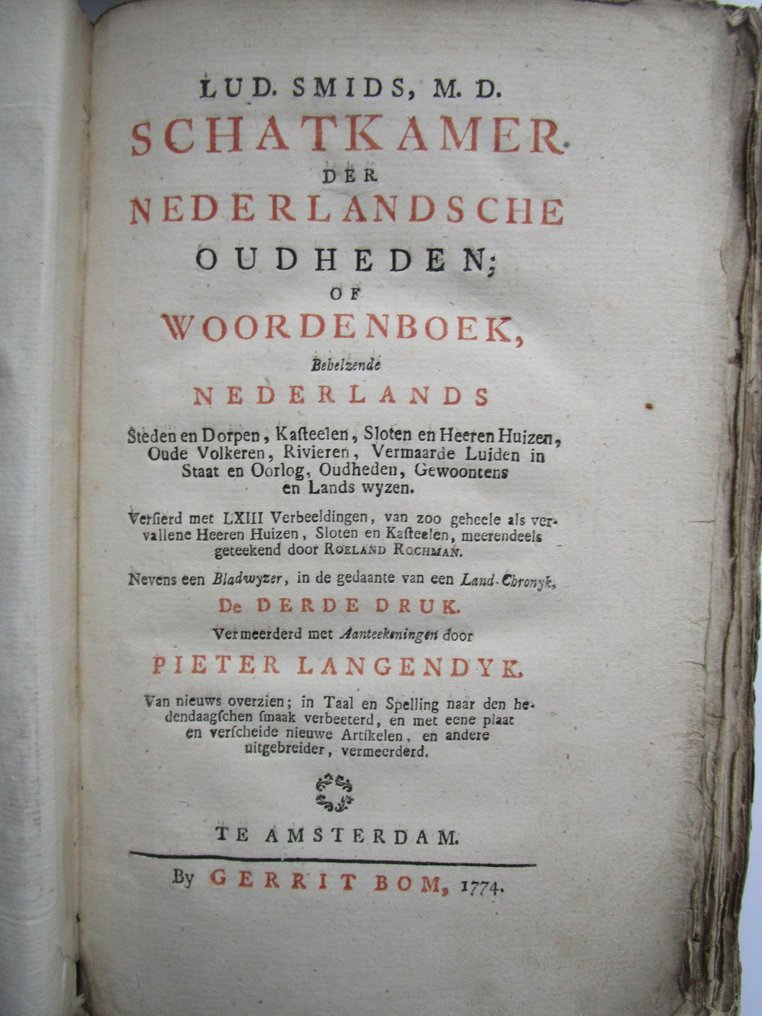L. Smids - Schatkamer der Nederlandsche Oudheden; of Woordenboek - 1774 #1.0