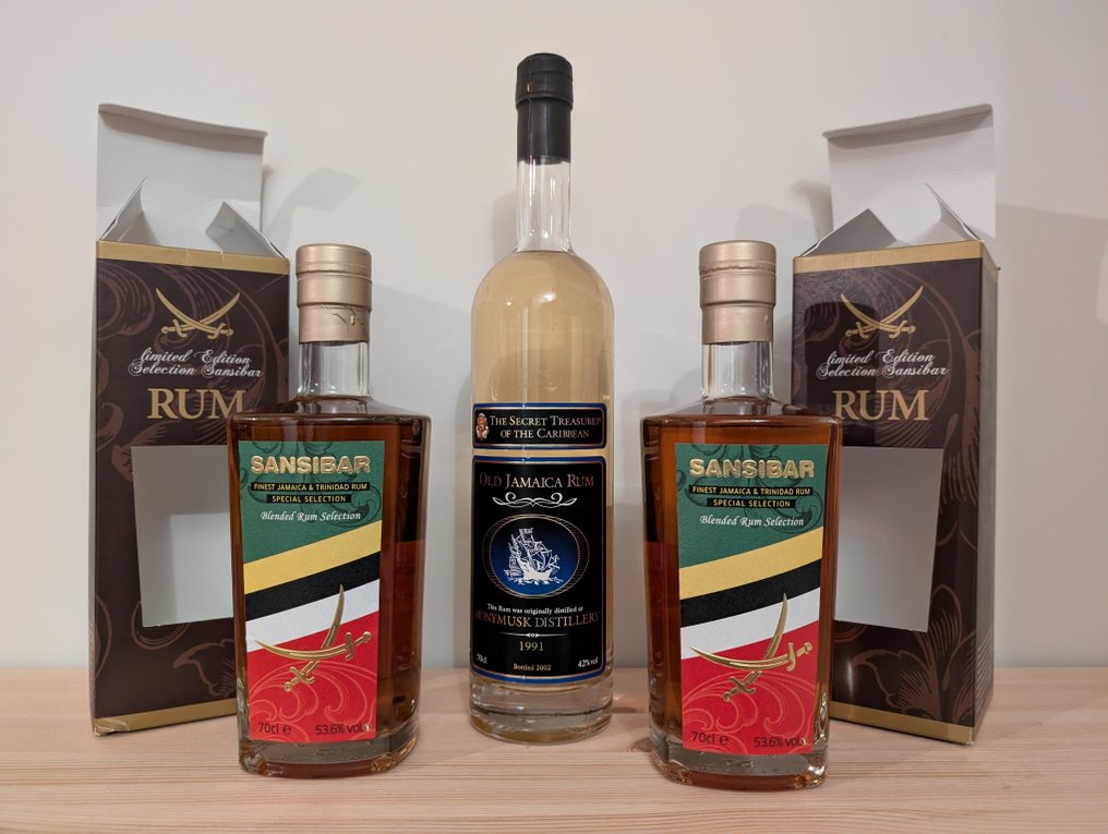 Sansibar Jamaica & Trinidad + Monymusk 1991  - 70cl - 3 bottles #1.0