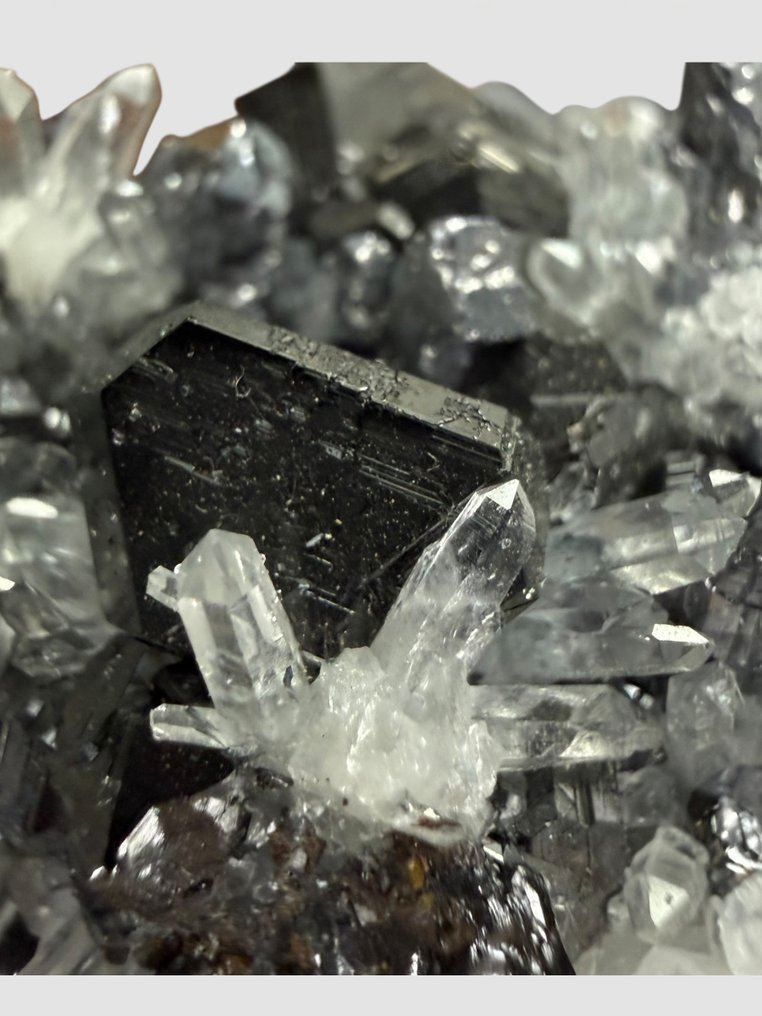 来自秘鲁Huaron的透明石英包裹的闪锌矿 - 高度: 9 cm - 宽度: 5 cm- 240 g #4.3