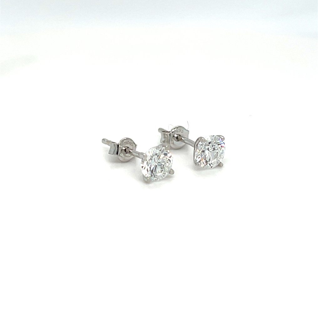 χωρίς τιμή ασφαλείας - Σκουλαρίκια - 14 καράτια Λευκός χρυσός - 1.08ct. tw. Διαμάντι (Εργαστηριακής καλλιέργειας) #2.1