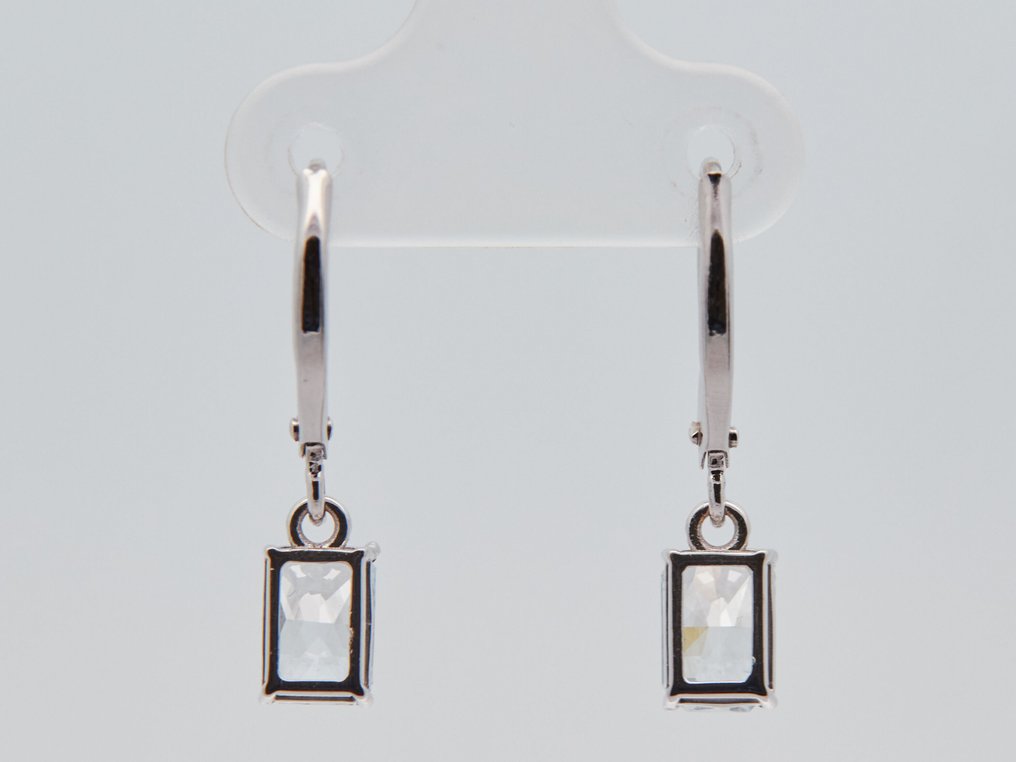 Ingen reservasjonspris - Øredobber - 14 karat Hvitt gull - 2.10ct. tw. Diamant (Lab-dyrket) #3.2