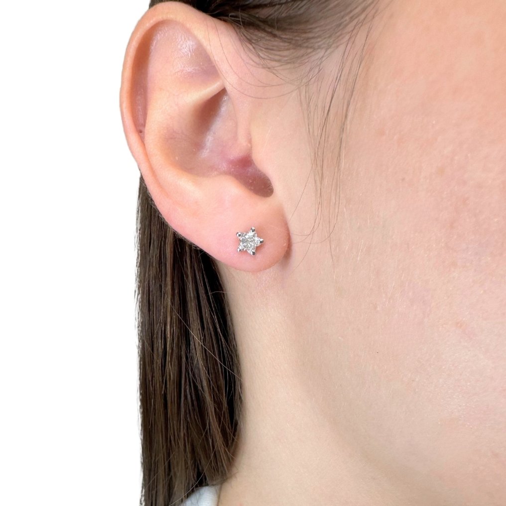 χωρίς τιμή ασφαλείας - Σκουλαρίκια - 18 καράτια Λευκός χρυσός -  0.50ct. tw. Διαμάντι (Φυσικό) - Κομψά καρφωτά σκουλαρίκια #2.1