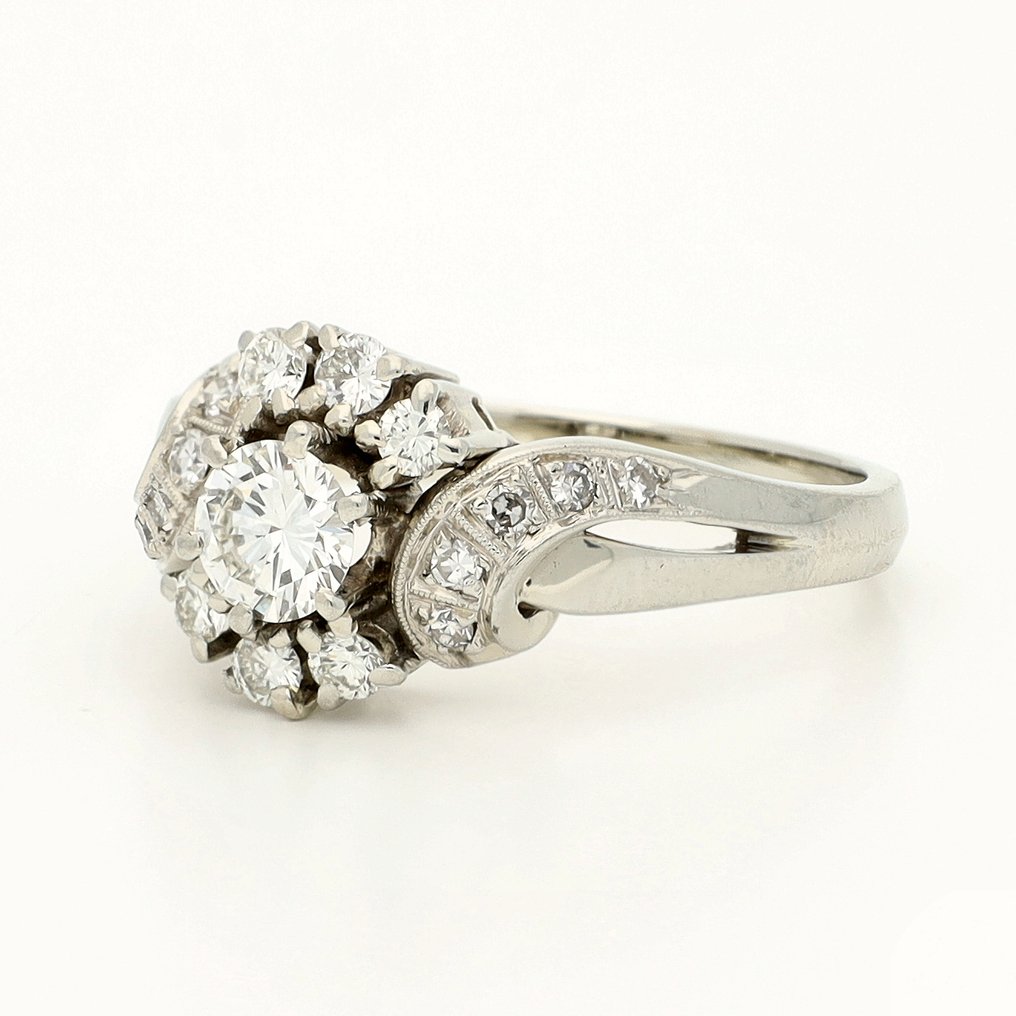 戒指 - 18K包金 白金 - 0.88ct. tw. 钻石 (天然) - 钻石 #1.0