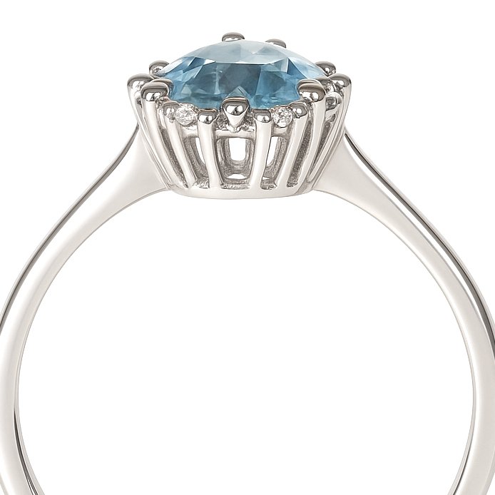 Δαχτυλίδι - 18 καράτια Λευκός χρυσός -  0.80ct. tw. Ακουαμαρίνης - Διαμάντι #4.3