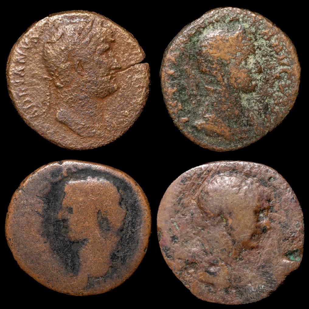 Ρωμαϊκή Αυτοκρατορία Lote de 4 monedas Sestercios y Ases siglo I - III d.C.  (χωρίς τιμή ασφαλείας) #1.0