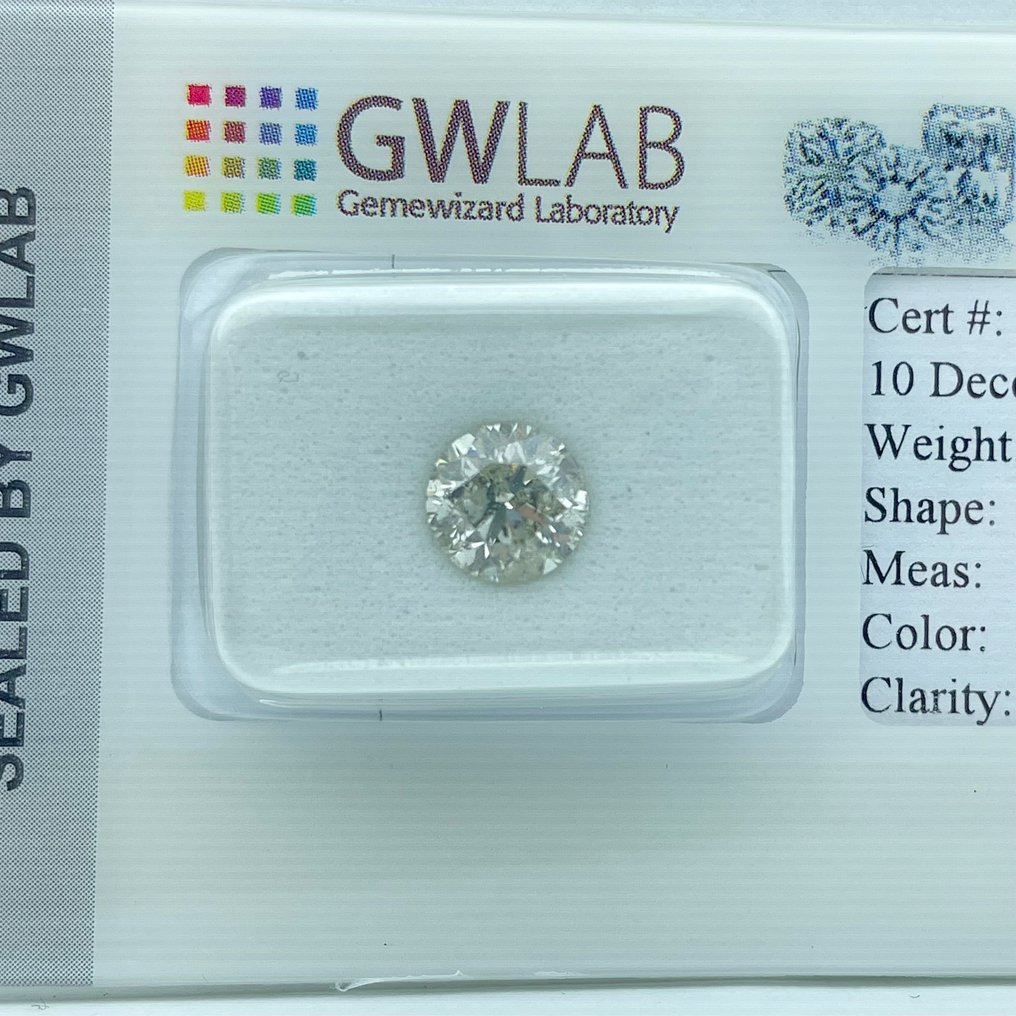 Utan reservationspris - 1 pcs Diamant (Natural) - 1.23 ct - Rund - I - I1 - Gemewizard Gemological Laboratory (GWLab) #1.0