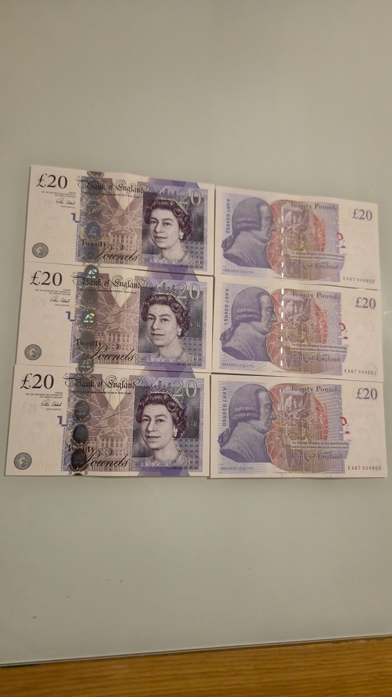 Μεγάλη Βρετανία. - 6 x 20 Pounds 2006 correlativos - Pick 392  (χωρίς τιμή ασφαλείας) #3.2