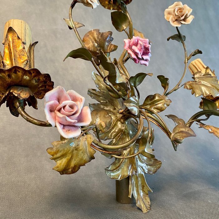 Φωτιστικό τοίχου σε στυλ κεριού - σφυρηλατημένο σίδερο, πορσελάνη #4.3