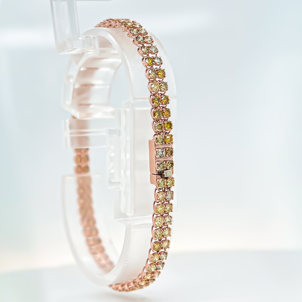 Sans prix de réserve - Bracelet - 14 carats Or rose -  5.09ct. tw. Jaune Diamant (Couleur naturelle) - IGI - Livraison EU le lendemain #2.1