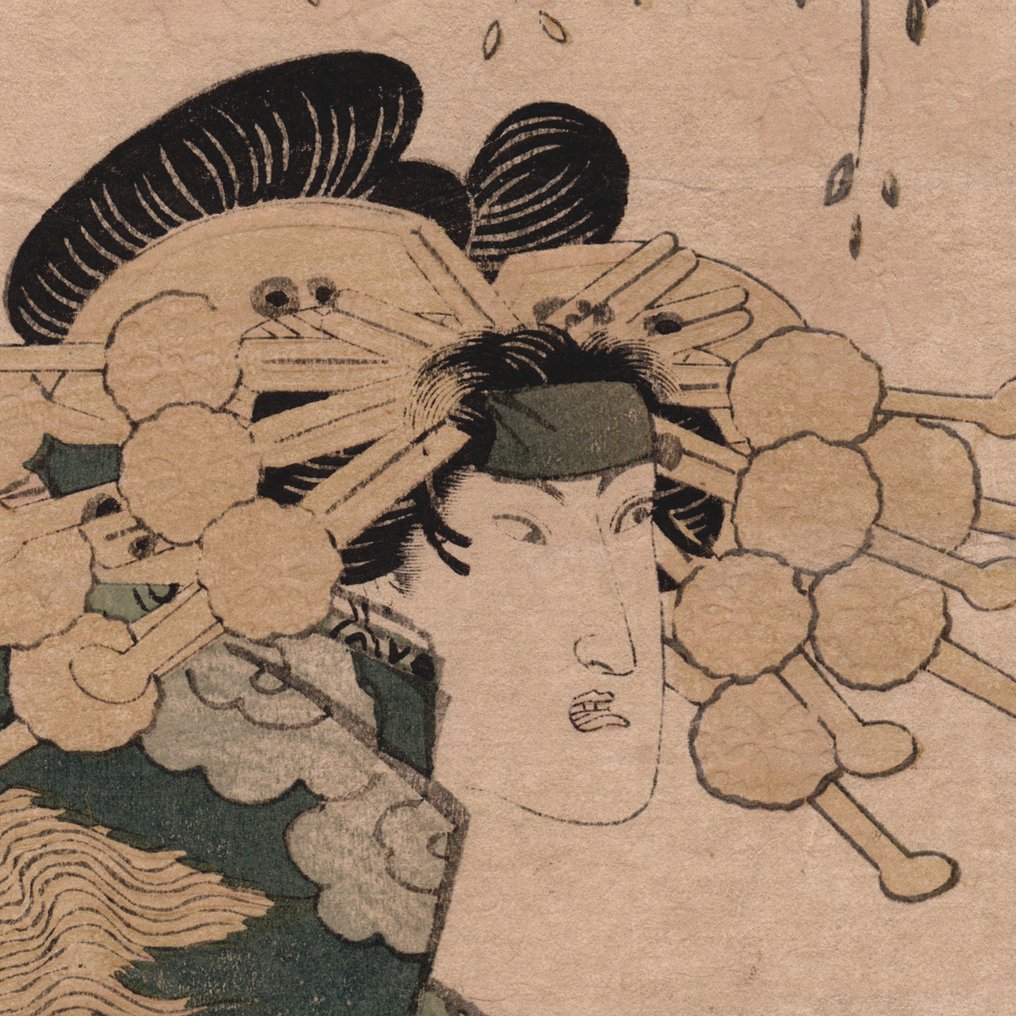 Actor Iwai Hanshiro V as Agemaki of the Miuraya 三浦屋揚巻 岩井半四郎 - Ichimura Theater - 1832 - Utagawa Kunisada 歌川国貞 (1786-1865) - 日本 -  江戶時代（1600-1868） #3.2