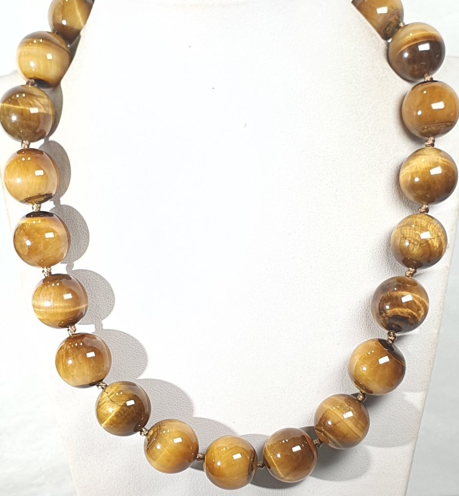 金色虎眼石 - 巨人 - 创意与力量 - 925纯银镀金 - 一等品质 - 项链 #1.0