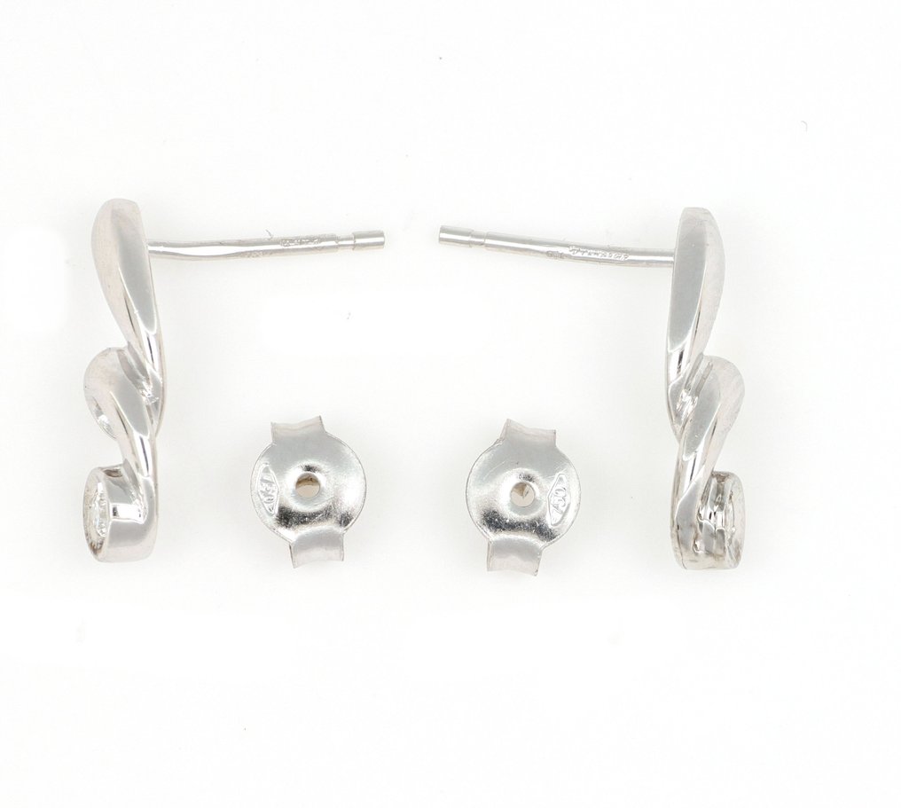 χωρίς τιμή ασφαλείας - Σκουλαρίκια - 18 καράτια Λευκός χρυσός -  0.10ct. tw. Διαμάντι (Φυσικό)  #3.2