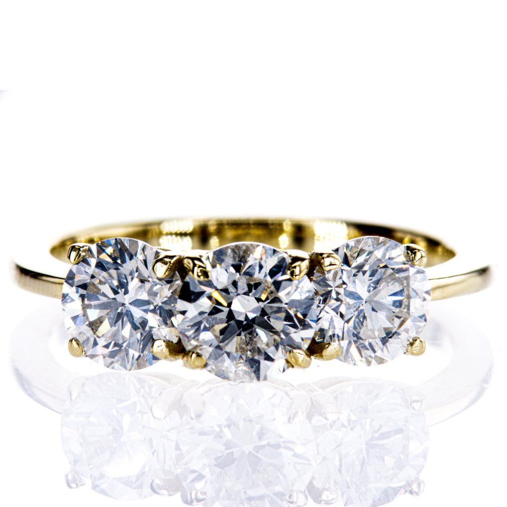 Sans prix de réserve - Bague de fiançailles - 14 carats Or jaune - 2.37ct. tw. Diamant (Naturelle) - Diamant #1.0