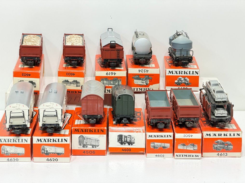 Märklin H0 - 4500/4600 serie - 模型貨運火車 (12) - 12辆货车车厢 - DB #1.0