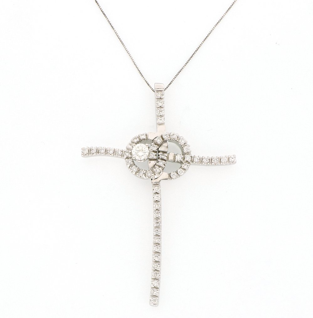 χωρίς τιμή ασφαλείας - Κολιέ με μενταγιόν - 18 καράτια Λευκός χρυσός - 1.00ct. tw. Διαμάντι (Φυσικό) #3.2