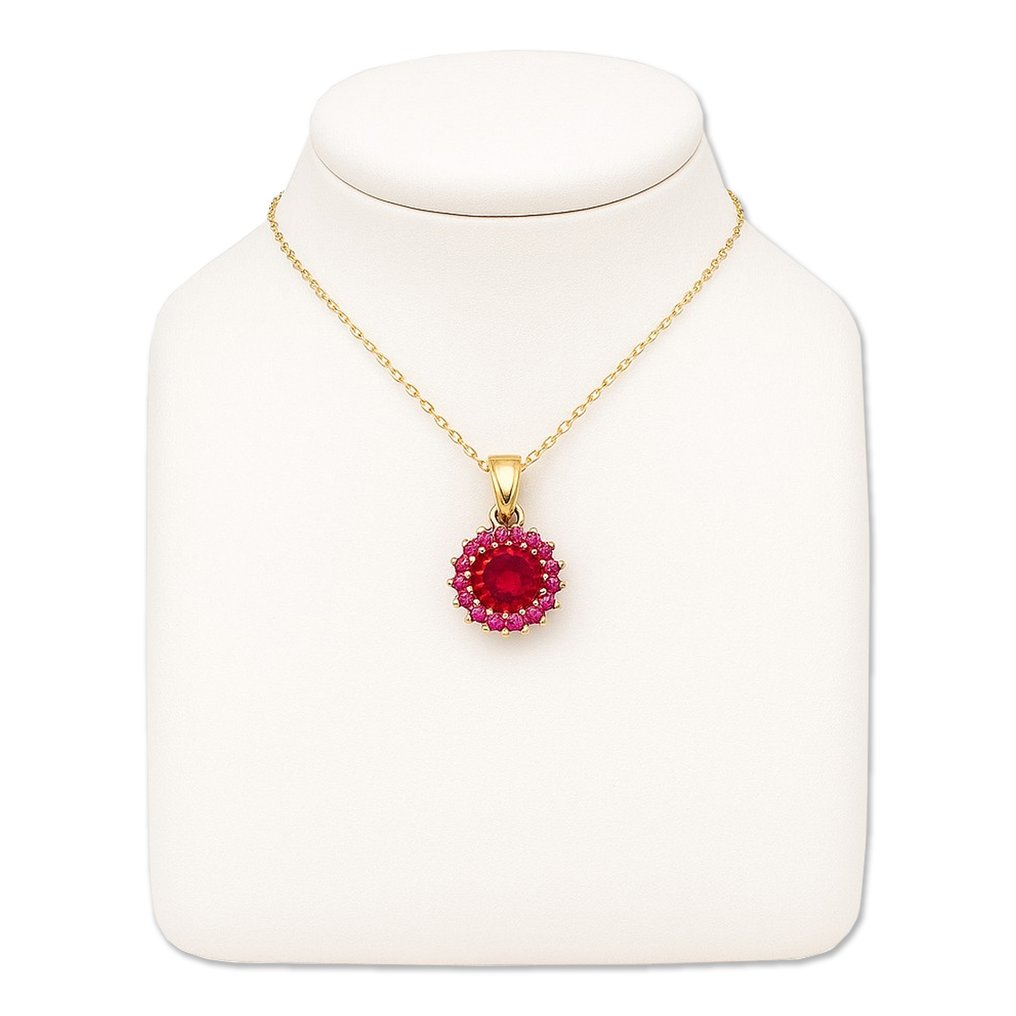 Sans prix de réserve - Collier - 14 carats Or jaune - 0.21ct. tw. Rhodolite #2.1