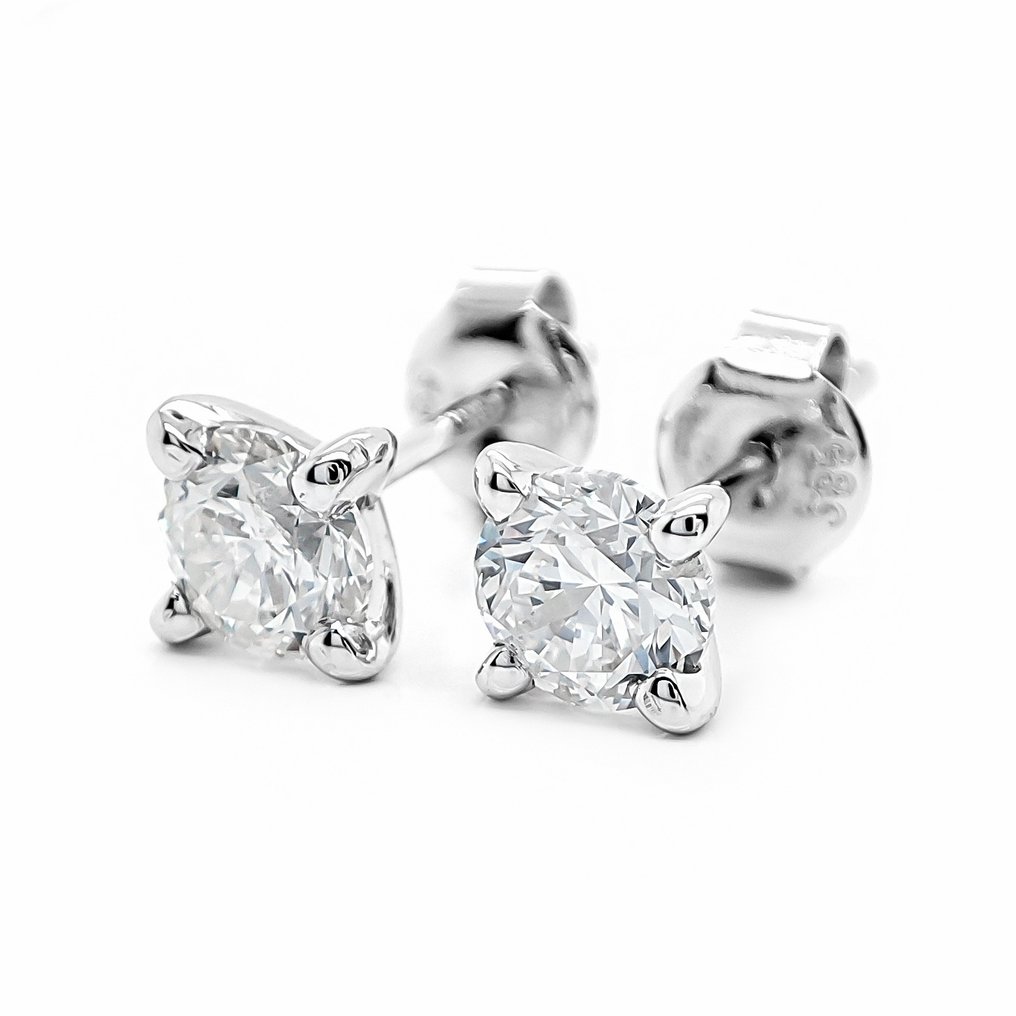 χωρίς τιμή ασφαλείας - Σκουλαρίκια - 14 καράτια Λευκός χρυσός -  1.00ct. tw. Διαμάντι (Φυσικό) - Πιστοποιητικό IGI #1.0