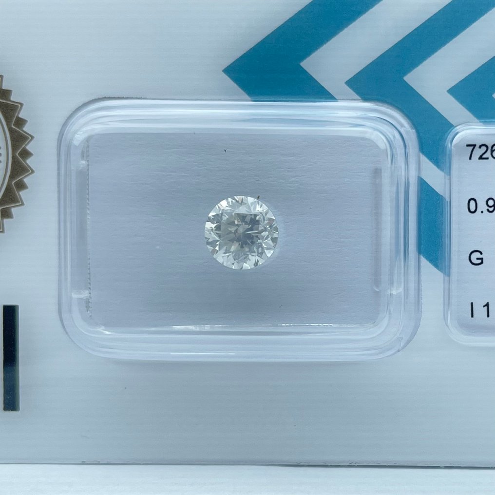 没有保留价 - 1 pcs 钻石 (天然) - 0.91 ct - 圆形 - G - I1 内含一级 - 国际宝石研究院(IGI) #3.2