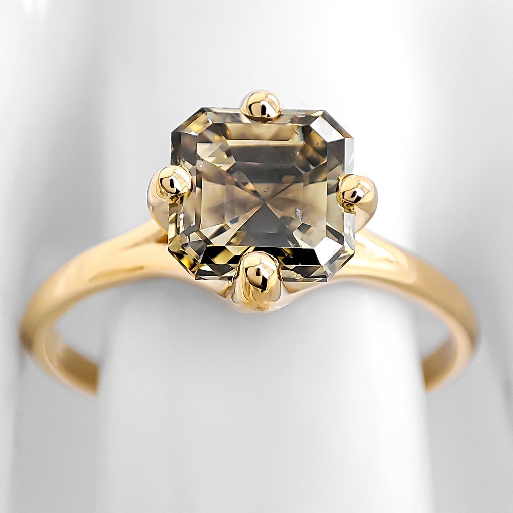 Sans prix de réserve - Bague - 14 carats Or jaune - 1.50ct. tw. Diamant (Couleur naturelle) - Certificat IGI #1.0