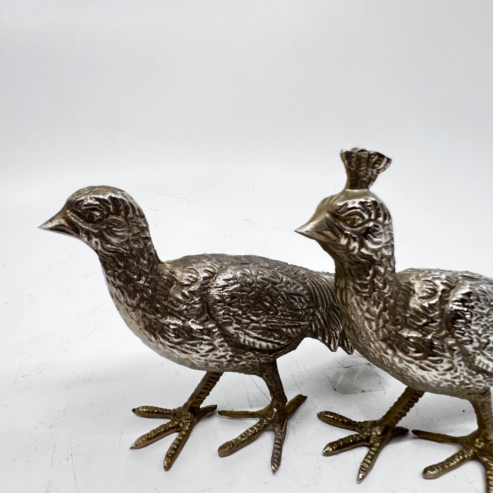 Statue, Set decoratieve vogels - 10 cm - Silverplated - 1960 #1.0