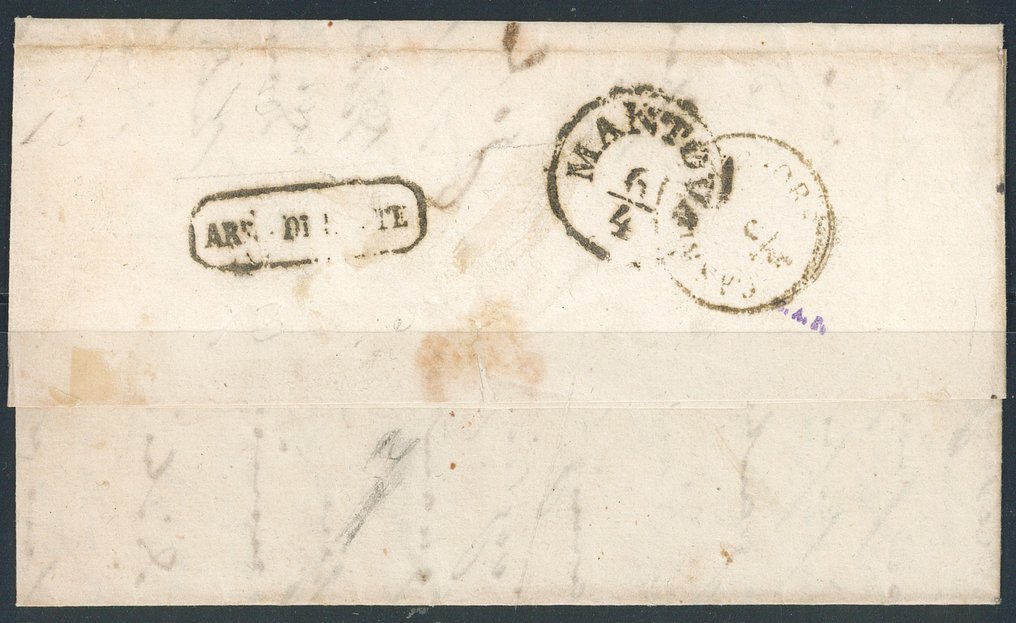 Anciens états italiens - Parme  - 15 c. Rosa Ben Marginato, sa lettre de COLORNO (linéaire, p. 8) 6.4.58 pour Mantoue. - Sassone n. 3 #1.0