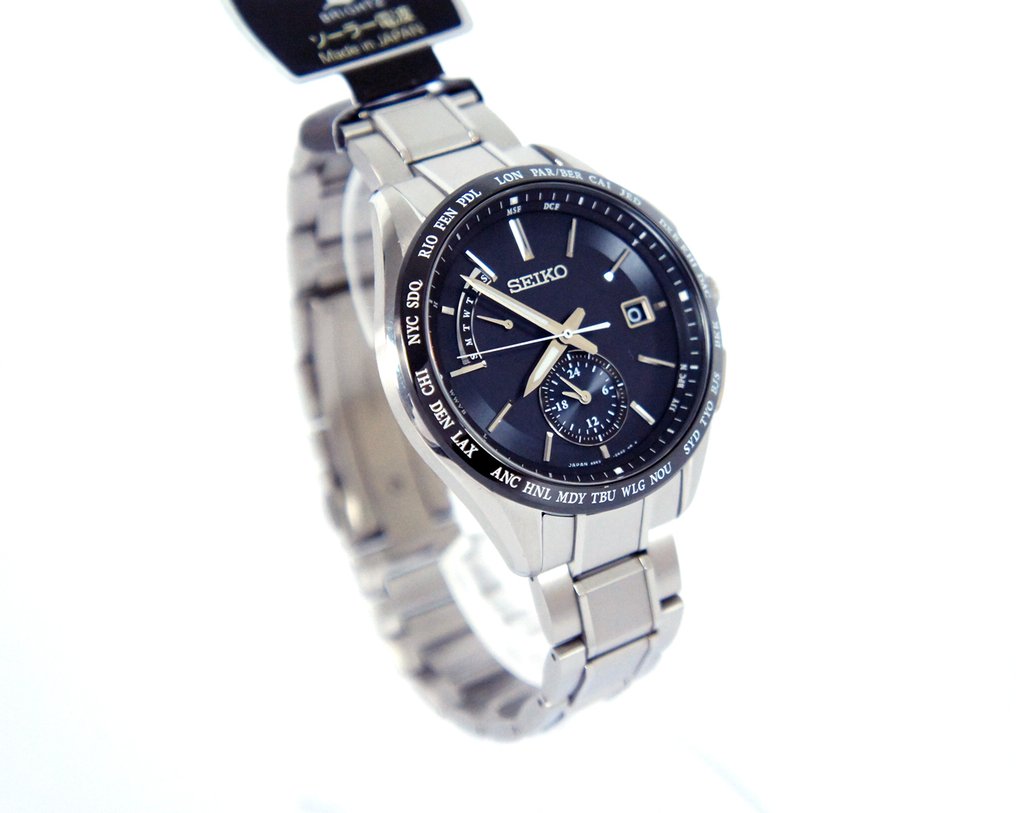 Seiko - Brightz Radio-Controlled Solar Watch – Men's Titanium, World Time, Date Display - Fără preț de rezervă - 8B63-0AA0 / 790899 - Bărbați - 2020+ #4.3