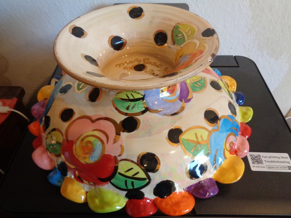 Ceramic Artist Mary Roos Young - 水果盘 - 陶器 - 花卉水果盘 #4.3