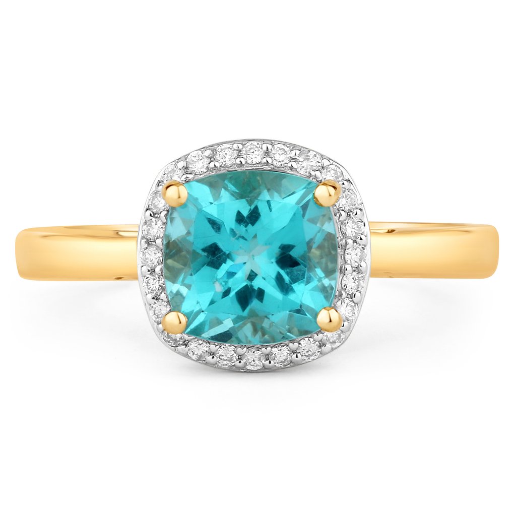 戒指 - 14 克拉 黃金 -  1.81ct. tw. 磷灰石 - 鉆石 #1.0