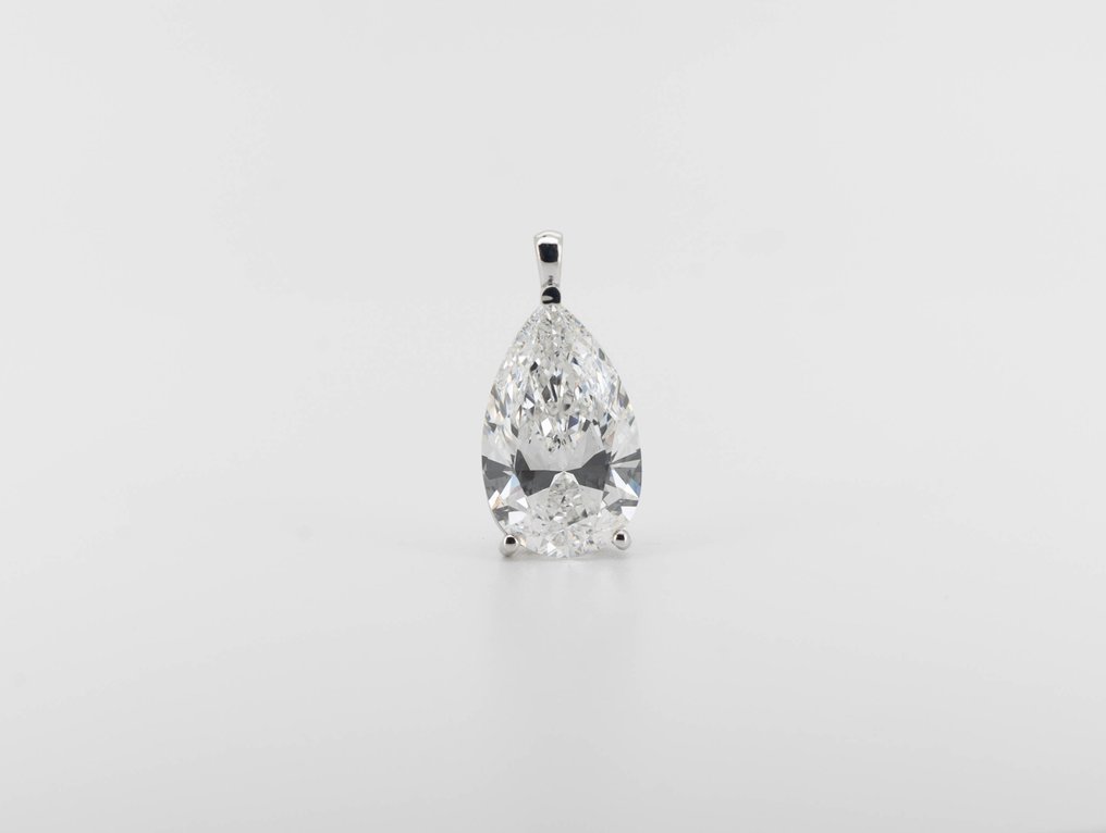 Halsketting - 14 karaat Witgoud - 5.00ct. tw. Diamant (Lab-grown) - Pear E-VVS2 #1.0
