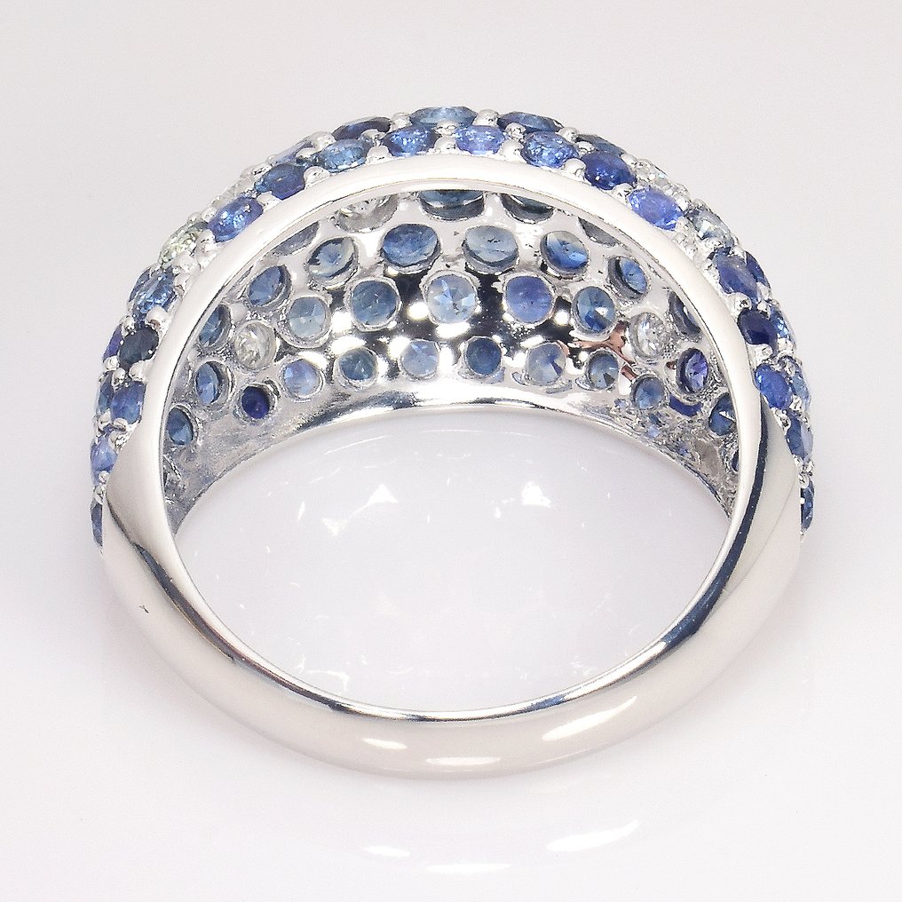 Δαχτυλίδι Πλατίνα -  5.53ct. tw. Ζαφείρι - Διαμάντι - Πιστοποιητικό GFCO #2.1