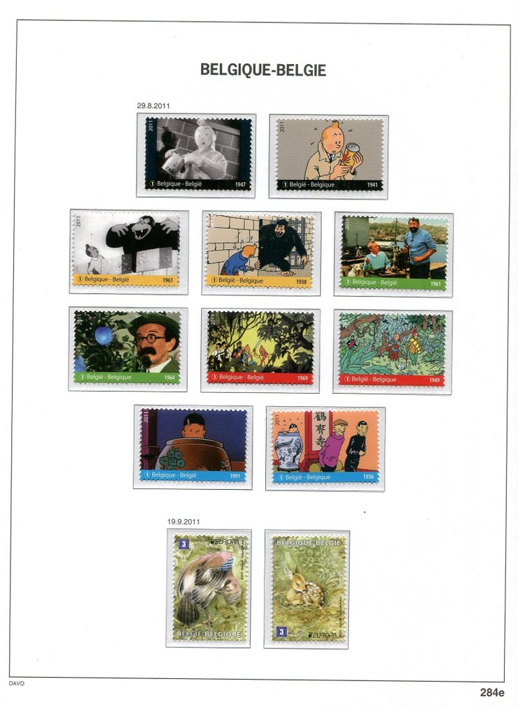 Belgium 2011 - Stickers from blocks and booklets on Davo album pages. #4.3