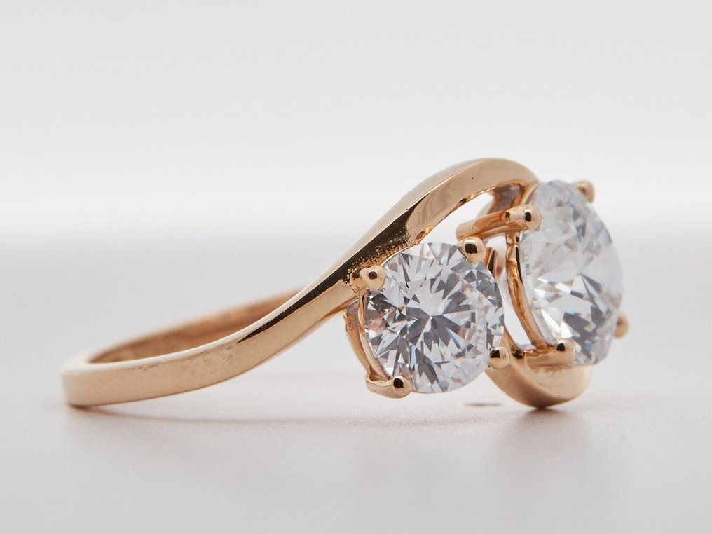 沒有保留價 - 戒指 - 14 克拉 黃金 - 2.09ct. tw. 鉆石 (實驗室培育) #1.0