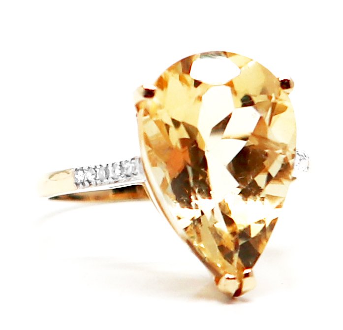 Sans prix de réserve - Bague - 14 carats Or jaune Citrine - Diamant #2.1