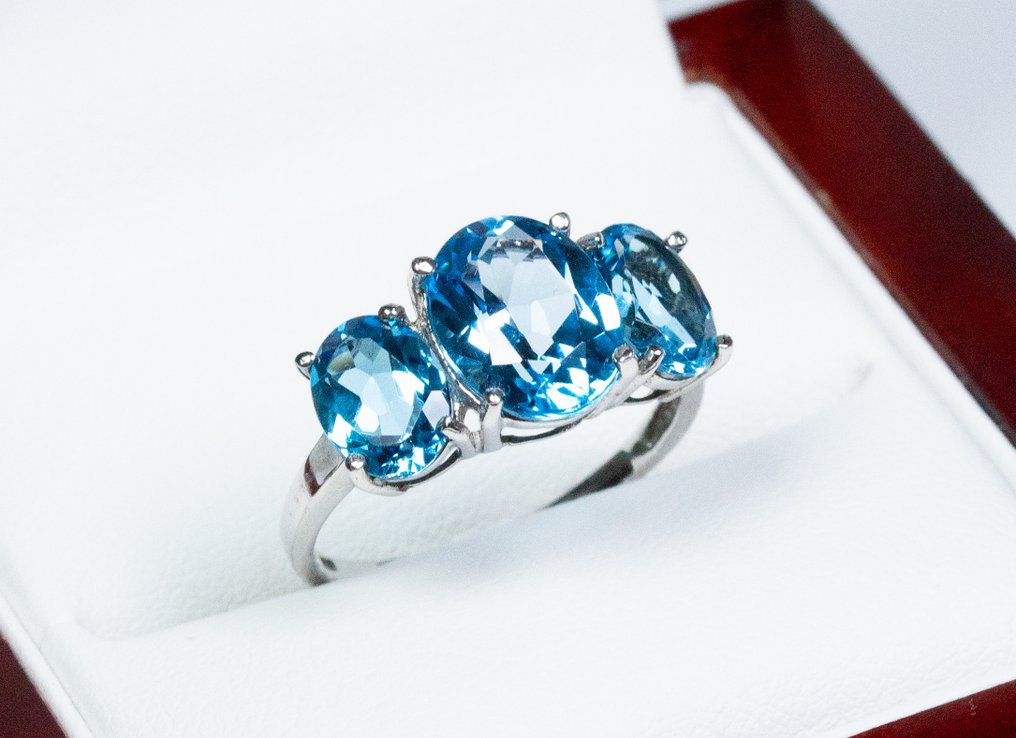 Nincs minimálár - Gyűrű - 925 ezüst - kék topáz #1.0