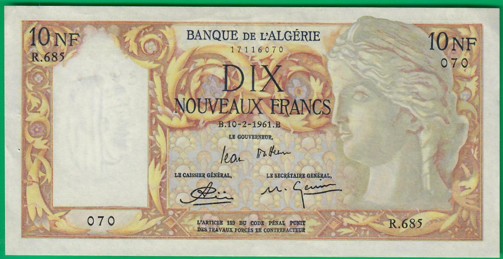 Algieria. - 10 Nouveaux Francs 10/2/1961 - Pick 119 #1.0