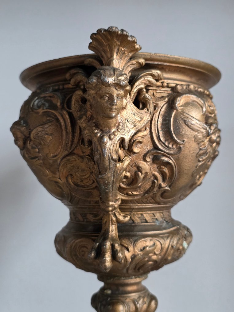 Duża ozdobna waza salonowa, neorokoko, brązowiony spelter, koniec XIX w. - Tazza - Zinklegering, gebronsd #4.3