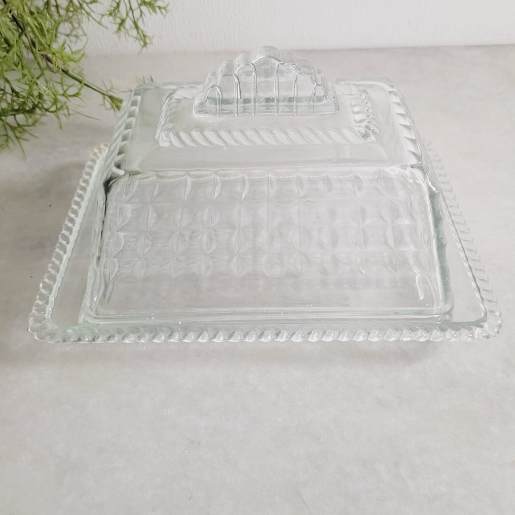 Royal Leerdam - Butterdose - Kaasstolp, Art Deco, Leerdam Glasfabriek, 1939 - Glas #4.3
