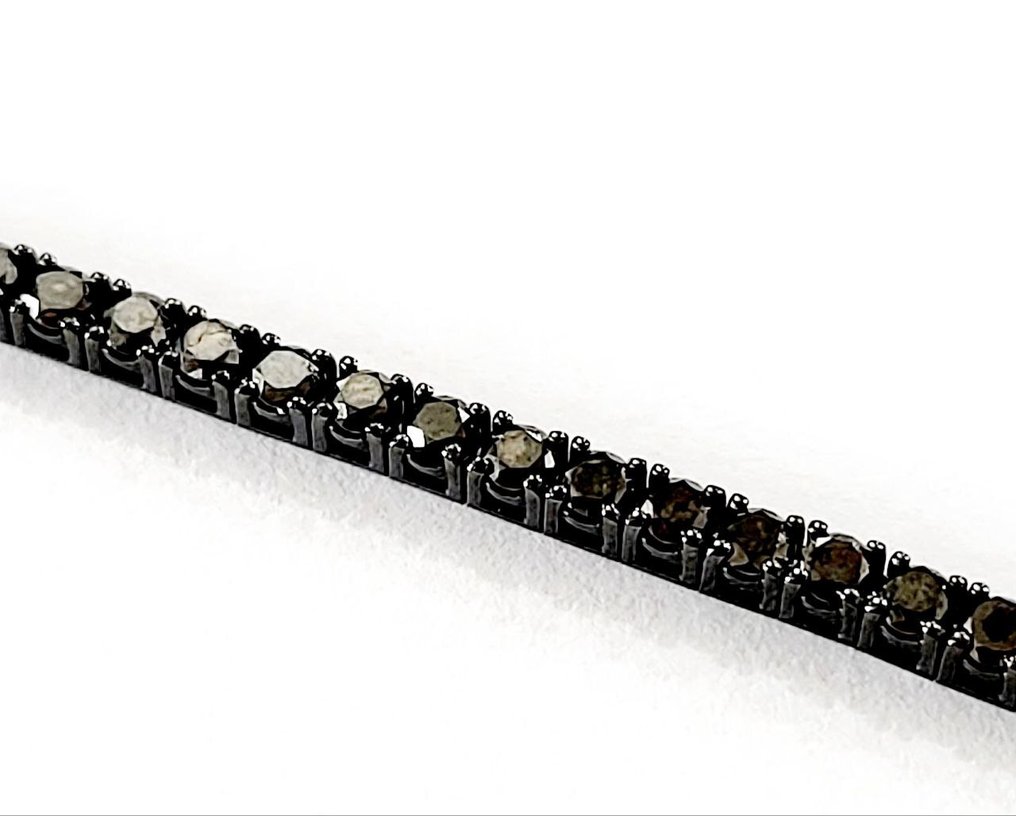 Βραχιόλι τένις - 18 καράτια Λευκός χρυσός -  7.10ct. tw. Διαμάντι (Επεξεργασμένου χρώματος)  - Κατασκευασμένο στην Ιταλία #2.1