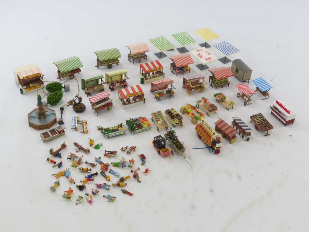 Noch, Preiser, Faller, Busch H0 - Modeltog figurer (70) - Sortiment af markedskrammer og bytilbehør samt antal figurer #1.0